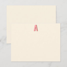 Rosa och orange retro monogram initial landskap anteckningskort