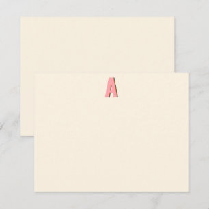 Rosa och orange retro monogram initial landskap anteckningskort