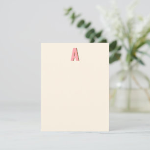 Rosa och Orange Retro Typography Monogram Initial Anteckningskort