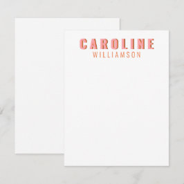 Rosa och Orange Retro Typography Personlig Namn Anteckningskort