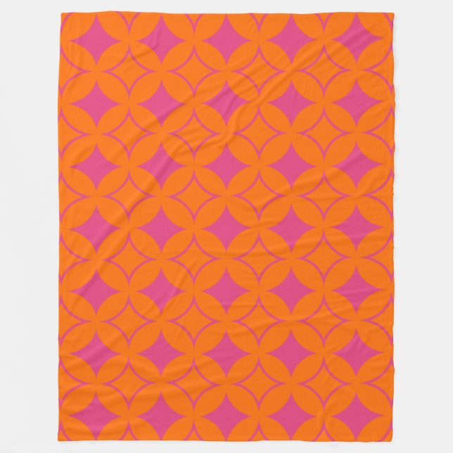 Rosa och orange shippo fleecefilt (Framsidan)