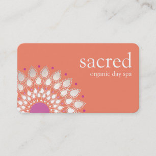 Rosa och Orange Silver Lotus Flower Mandala Visitkort