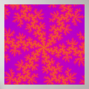 Rosa och Orange Snowflake Poster