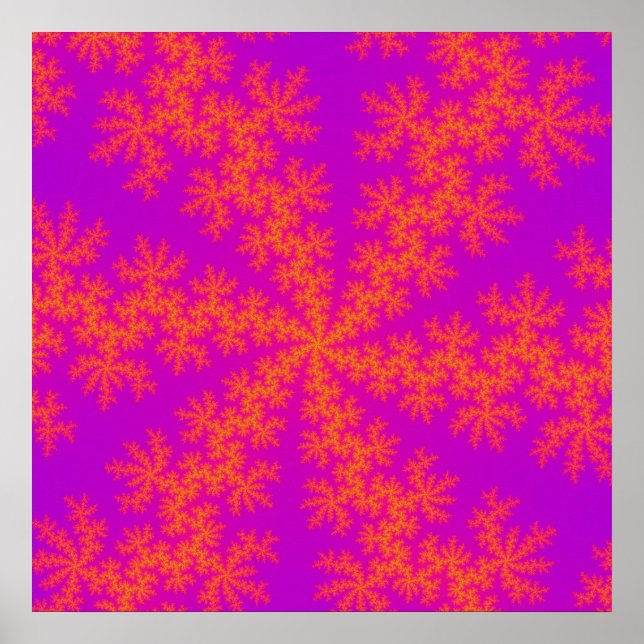 Rosa och Orange Snowflake Poster (Framsidan)