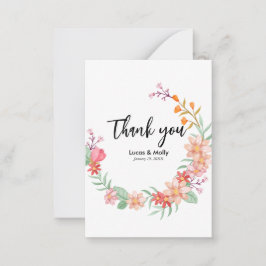 Rosa och Orange, sommartid, Blommigt Bröllop Tack Anteckningskort
