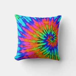 Rosa och Orange Spiral Tie Dye Pillow Kudde