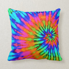 Rosa och Orange Spiral Tie Dye Pillow Kudde