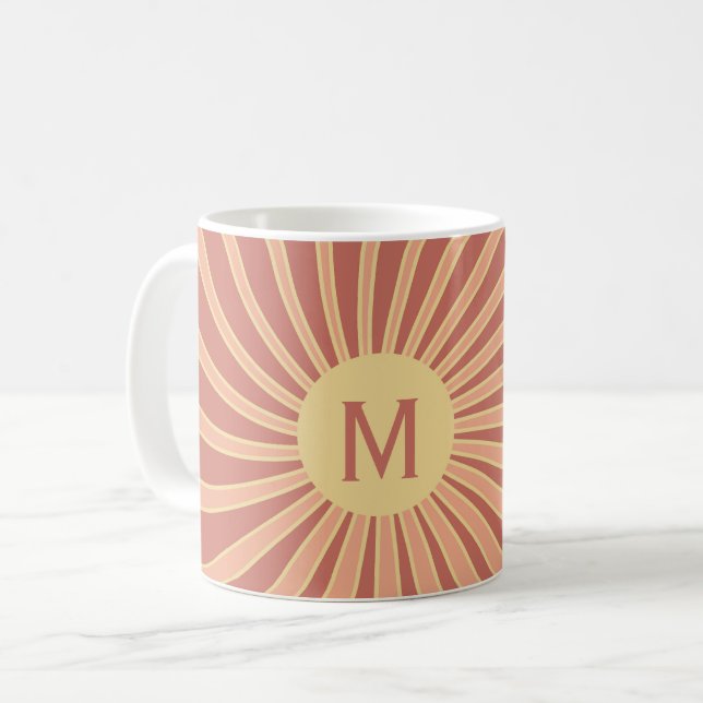 Rosa och orange stil solsprängningsdesign kaffemugg (Framsida vänster)