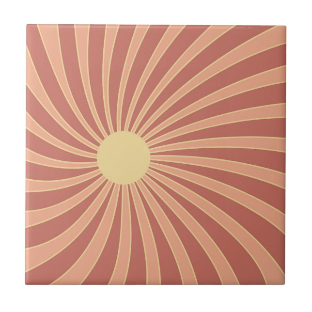 Rosa och orange stil solsprängningsdesign kakelplatta (Framsidan)