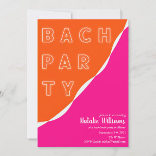 Rosa och Orange Streamer Bachelorette Party Inbjudningar