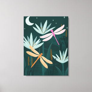 Rosa och Orange Trollsländor Väggkonst - Canvas