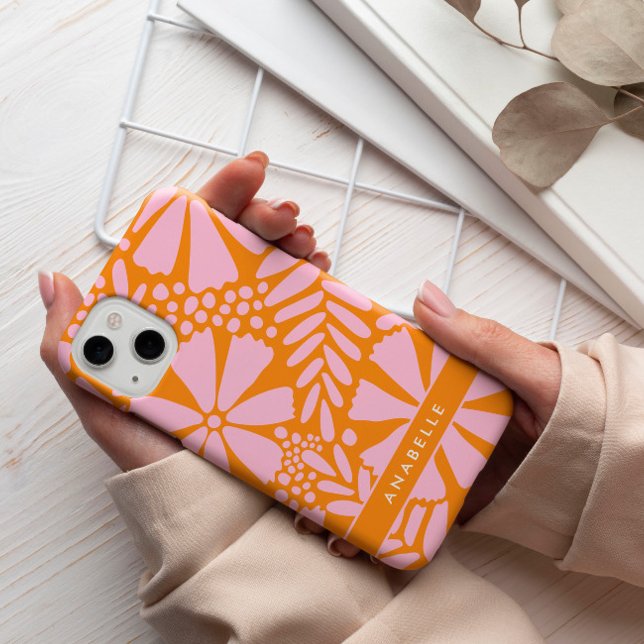 Rosa och Orange Tropical Flowers Monogram (Skapare uppladdad)