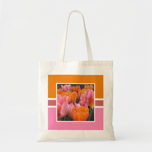 Rosa och Orange Tulips Initial Tygkasse (Framsidan)
