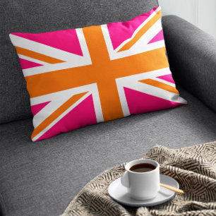 Rosa och orange Union Jack Lumbarkudde