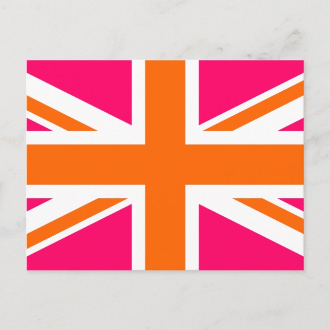 Rosa och orange Union Jack Vykort (Framsida)