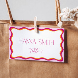 Rosa och orange vågig kant sittplatser placeringskort