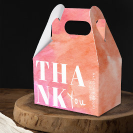 Rosa och Orange Vattenfärg fet Tack Bröllop Presentaskar