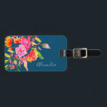 Rosa och Orange Vattenfärgsblommor Namn Bagagebricka<br><div class="desc">Rosa och Orange Vattenfärgsblommor Namn Bagagetag</div>