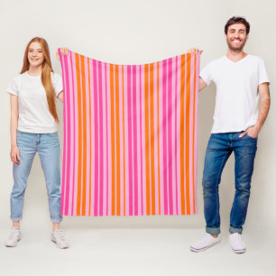 Rosa och orange vertikala randiga design Fleecefilt