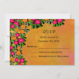 Rosa och Orange Wildblommor Bröllop OSA Inbjudningar