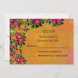 Rosa och Orange Wildblommor Bröllop OSA Inbjudningar