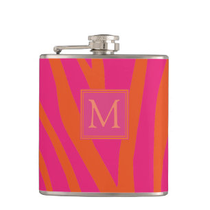 Rosa och Orange Zebra ränder Monogram Fickplunta