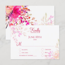 Rosa och orangea akvarellblommor Elegant bröllop OSA Kort