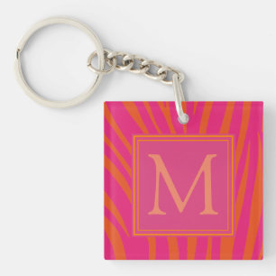 Rosa och orangea zebrarandiga monogram