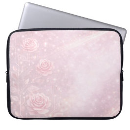 Rosa och pärlgrå blommor AI-konst Laptop Fodral