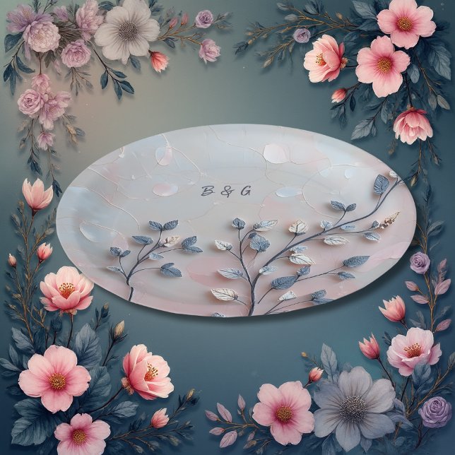  rosa och pärlton botaniska Gren bröllop Gästböcker (Skapare uppladdad)