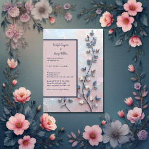 rosa och pärlton botaniska Gren bröllop Inbjudningar