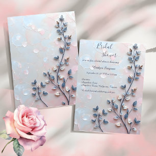 rosa och pärlton botaniska Gren bröllop Inbjudningar
