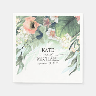 Rosa och Peach Blommigt Dreamy Garden Wedding Pappersservett