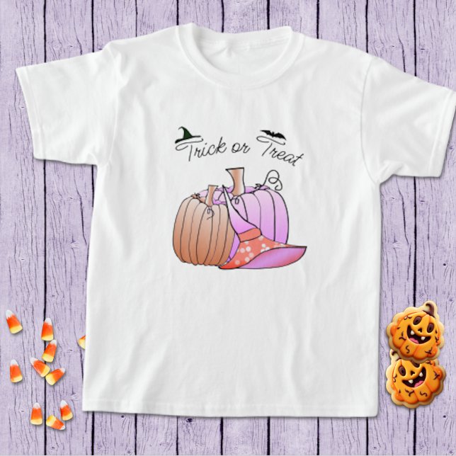 Rosa och Peach Pumpkin Halloween T-shirt (Skapare uppladdad)