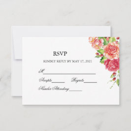 Rosa och persika blommande bröllopsvar OSA kort
