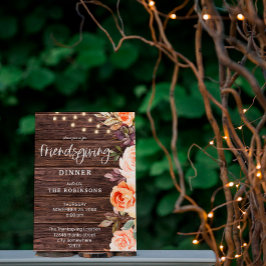 Rosa och persiko-Blommigt med Ljus Friendsgiving Inbjudningar