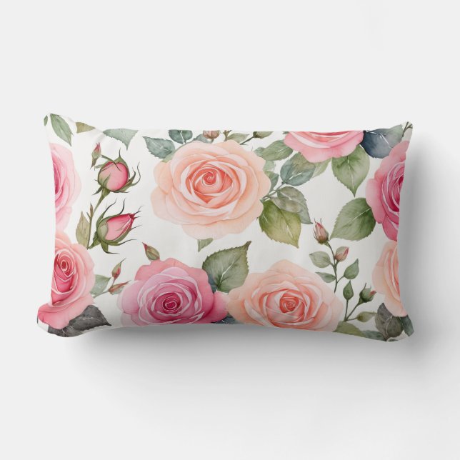 Rosa och persiko-Ro Lumbarkudde (Framsida)