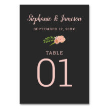 Rosa- och persiko-träkolkort, numrerat Bord