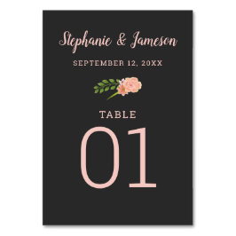 Rosa- och persiko-träkolkort, numrerat Bord Bordsnummer