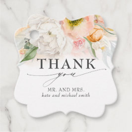 Rosa och persikoblommor Bröllop Tack Gåvor Etiketter