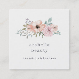 Rosa och persikofärgad Blommigt Medieikoner för Fyrkantigt Visitkort