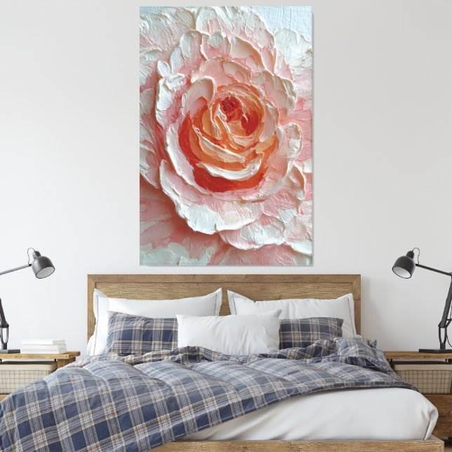 Rosa och persikofärgad rosenstruktur Abstrakt vägg Canvastryck (Insitu (sovrum))