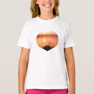 Rosa och persikofärgat sjö solnedgång t shirt