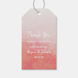  Rosa och persikofärgsfärg Bröllop Tack Presentetikett