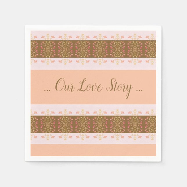 Rosa och persikor pappersservett (Framsidan)