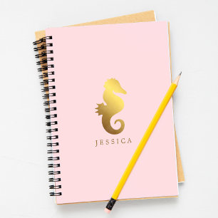 Rosa och Personlig av guldblomma (Faux Gold Foil S Anteckningsbok