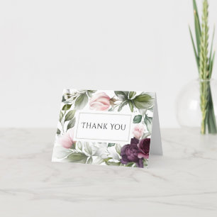 Rosa och Plommon Akvarell Botanisk Charm Tack Kort