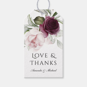 Rosa och plommon, botaniskt charm Bröllop Presentetikett