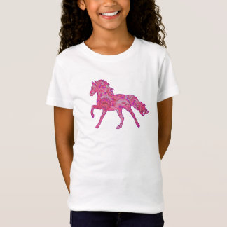 Rosa och purpurfärgad Paisley rinnande hästskjorta Tee Shirt