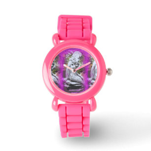 rosa och purpurfärgad sjöjungfruklocka armbandsur